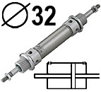 AJ double acting magnetic with double rod end, Диаметр 32 mm