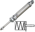 Apvalūs cilindrai pagal DIN ISO6432, ISO6432 MC4M tipas vienpusio veikimo spyruoklė gale