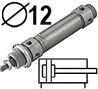 ISO6432 MC1M tipas dvipusio veikimo, Skersmuo 12 mm