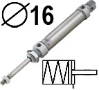 ISO6432 MC4M tipas vienpusio veikimo spyruoklė gale, Skersmuo 16 mm