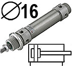 ISO6432 MC1M tipas dvipusio veikimo, Skersmuo 16 mm