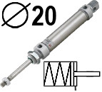 ISO6432 MC4M tipas vienpusio veikimo spyruoklė gale,  Skersmuo 20 mm