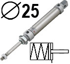 ISO6432 MC4M tipas vienpusio veikimo spyruoklė gale,  Skersmuo 25 mm