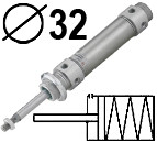 AD single-acting magnetic - spring thrust, Diameter 32 mm