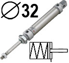 ISO6432 MC4M tipas vienpusio veikimo spyruoklė gale,  Skersmuo 32 mm